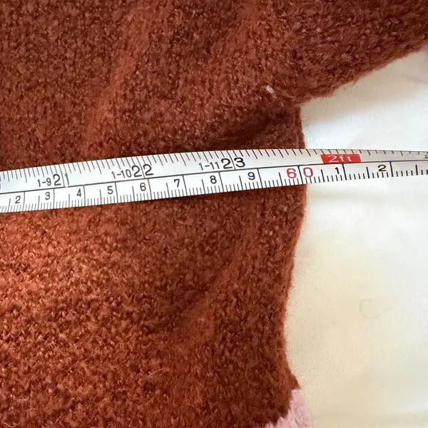 BP Nordstrom Be Proud Pink Distorted Rugby Stripe Sweater Brown Polo Large NEW - Image 6