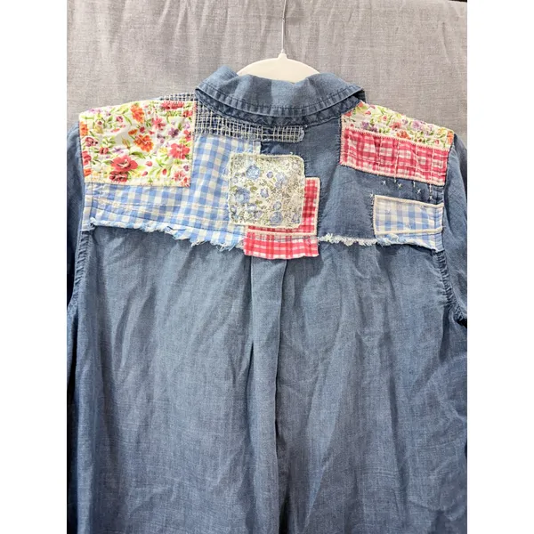 NWT Vintage America Blues Brigit Denim Patchwork Shirt M Western Cottagecore‎ - Image 7