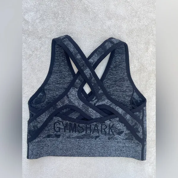 Gymshark Women's Camo Criss-Cross Back Sport Bra - Black & Gray Yoga Gym Pilates - Image 2