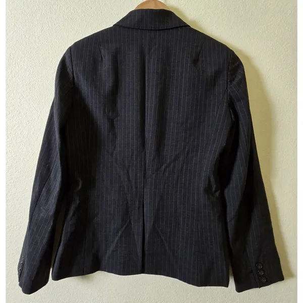 J.Crew Blazer Womens 4 Gray Pinstripe Wool Blend Single‎ Button Career Jacket - Image 5