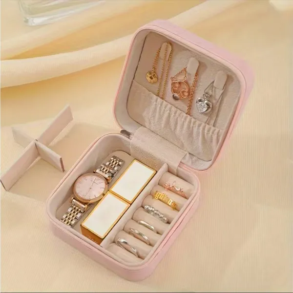 1pc Mini Jewelry Box, Portable Jewelry Storage‎ Box, PU Leather Small Organizer - Image 9