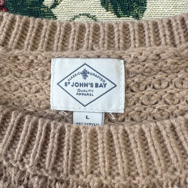 St. John’s Bay Women’s Textured Knit Sweater – Beige/Tan - Image 3