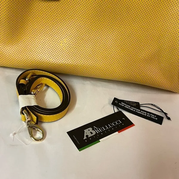 A. Bellucci Italian leather mustard‎ yellow bag B93 - Image 6