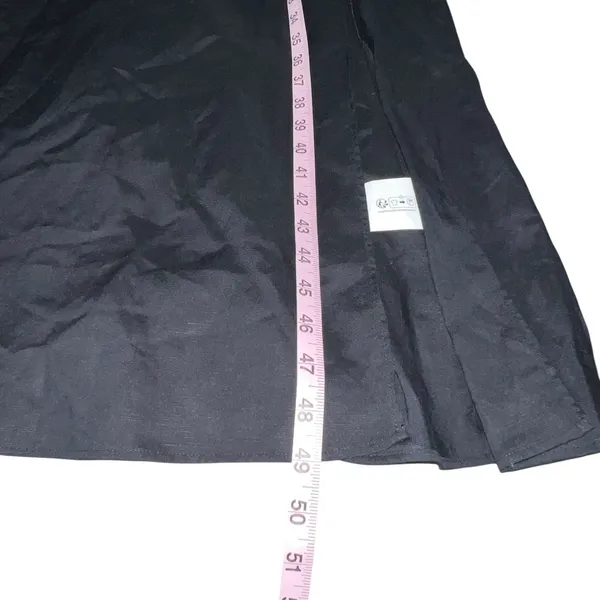 Zara Black Sleeveless Midi Dress Womens Size Small Linen Blend‎ Tie Back Goth - Image 10