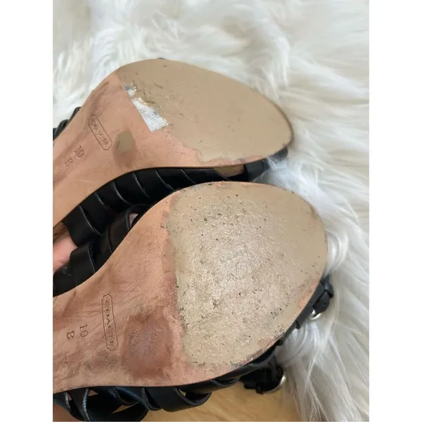 COACH ADRIENN STRAPPY LEATHER SANDAL SHOE BLACK size 10 - Image 7