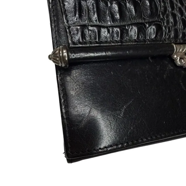 Brighton Black Leather Bag Crossbody‎ Pocketbook Crocodile Print Purse & Wallet - Image 7