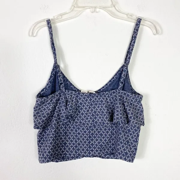 Roxy Navy Blue & White Pattern Popover Button Front Layered Tank Top Blouse XS - Image 3