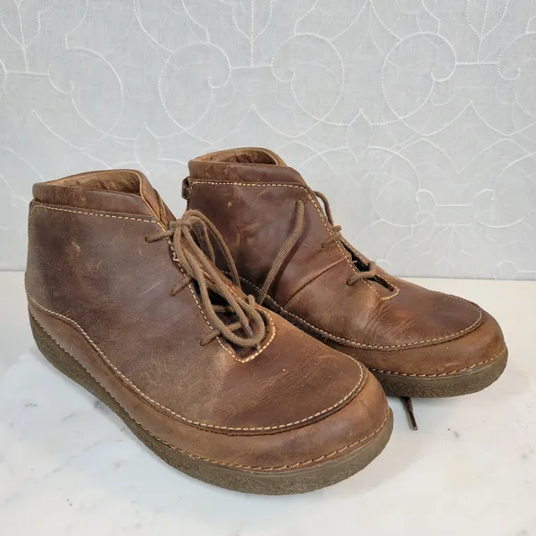 VTG Duluth Trading Co Womens Andina Ankle Boots 7.5 Brown Leather Chukka Shoes - Image 6