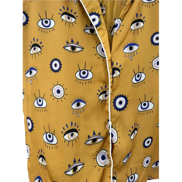 Averie Amara Evil Eye Satin Short Pajama Set Bronze Gold Size Medium - Image 5