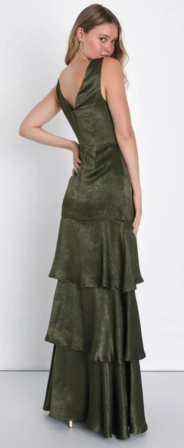 Lulus Olive Green Gown - Image 2