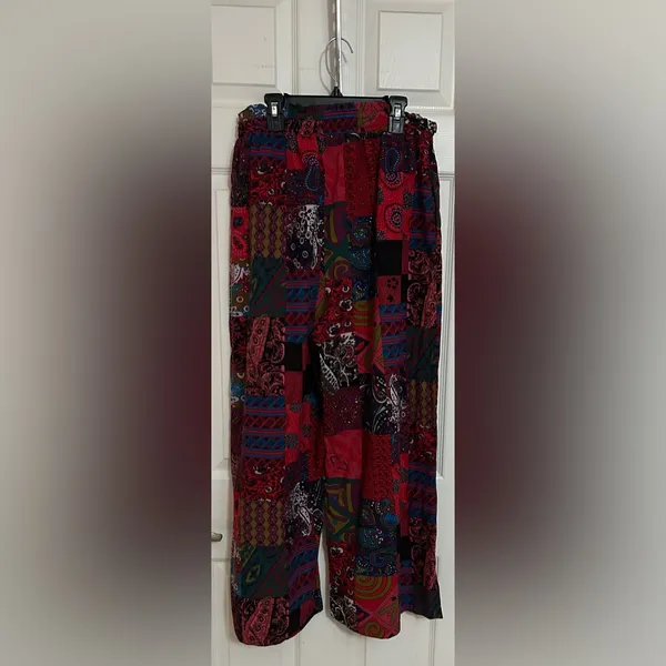 Colorful Patchwork Maxi Skirt Red Size L - Image 2
