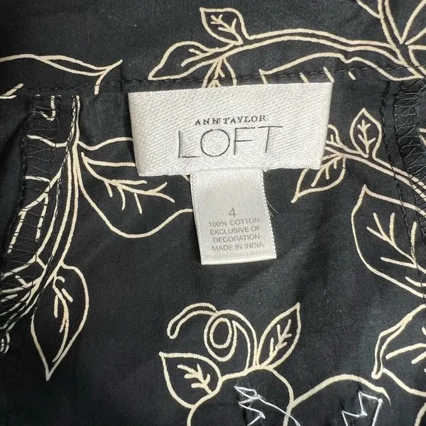 Ann Taylor LOFT Black Floral Sequins A-Line Skirt Size 4 Knee Length - Image 8