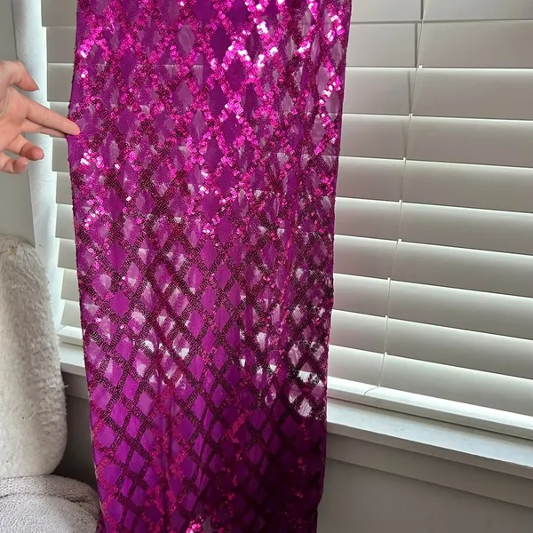 Maniju Fuchsia Pink Sequin Draped Cowl Neck Maxi Dress Size M - Image 3