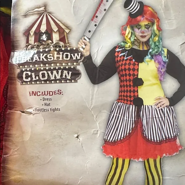 Women’s Freakshow Clown Halloween Costume Size XL 16/18 NEW - Image 3