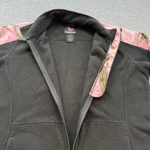 Bushmaster Womens Pink Realtree Camo Fleece Jacket Black Full Zip Size M Gun - Image 5