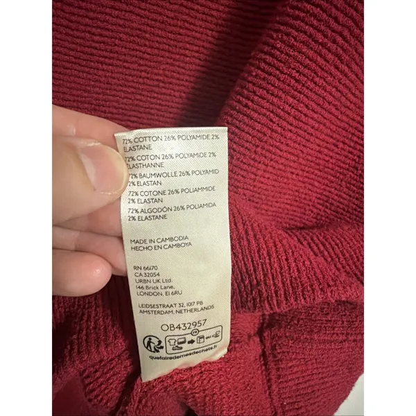 Free People Ottoman Slouchy Tunic Sweater Red Mock Neck‎ Ribbed Knit Small - Image 7