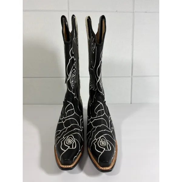 Olivia Bennett Twisted X Women Black Cream Rose Floral Western Boots WSO0026 8 B - Image 12