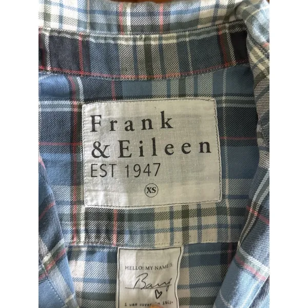 Frank & Eileen Barry Button Down Shirt Womens XS Blue Plaid Cotton‎ - Image 5