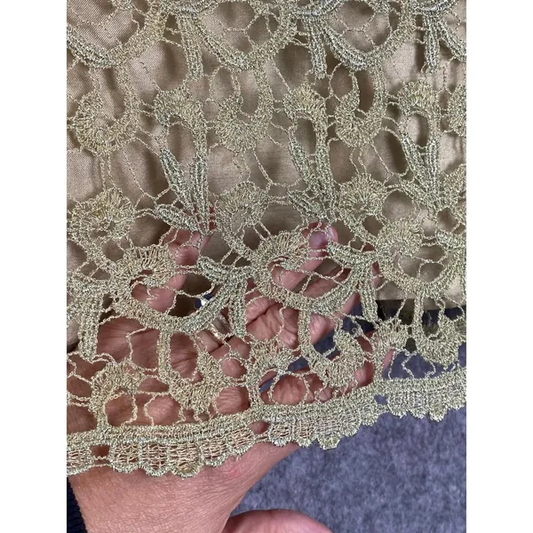 GMI Gold Lace Overlay Skirt Women's Size 12 Pencil Lined Career - Image 9