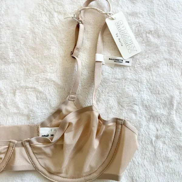 NWT Smoothez by Aerie Nude/Cream Mesh Unlined Balconette Bra - 34B - Image 2
