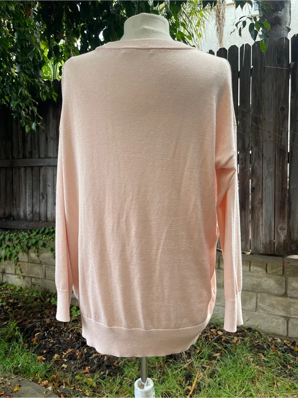 Lauren Ralph Lauren pale pink lightweight combination sweater sweatshirt preppy - Image 3