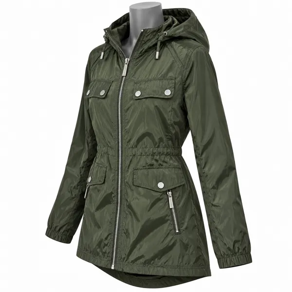 Michael Michael Kors Womens Olive Green Hooded Anorak Jacket Size S - Image 2
