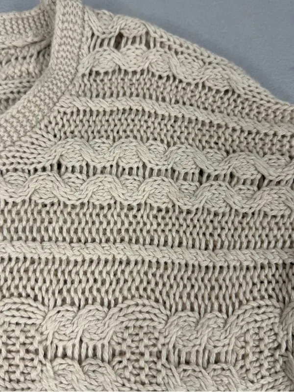 Kimchi Blue Urban Outfitters Sweater XS Cream Cable Knit Wool Blend Oversized - Image 2