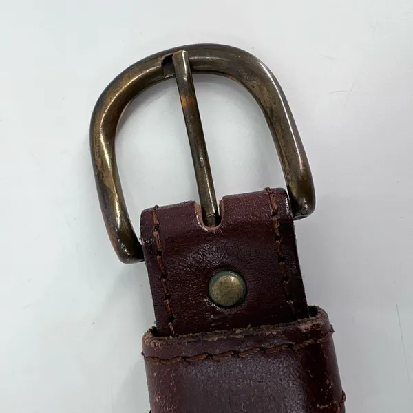 Vintage‎ Women's Real Leather Stitch Point Adjustable Buckle Belt Brown One Size - Image 5