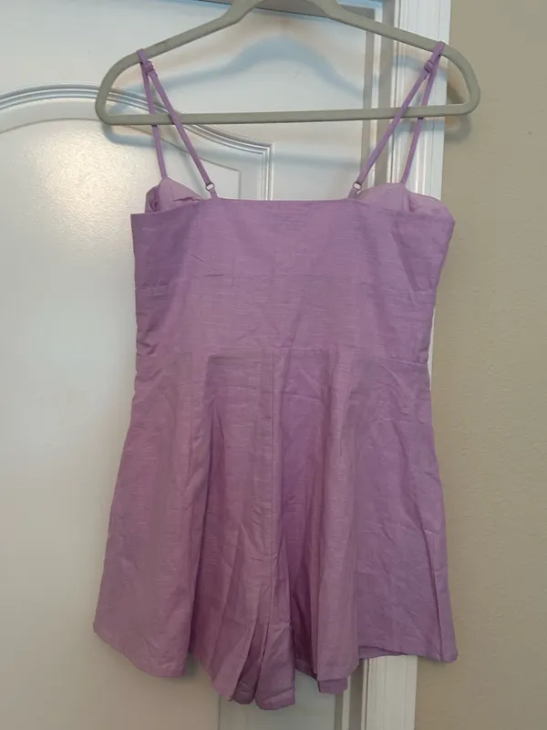 Petal & Pup Rycee Cutout Linen & Cotton Romper Scallop Sweetheart Neckline - Image 5