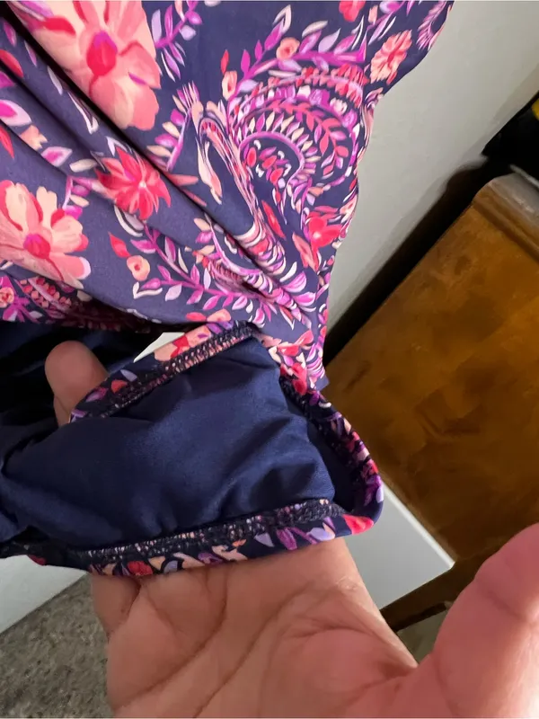 Lands End Purple Floral Paisley Grecian‎ Ruched Slimming One Piece Swimsuit - Image 5