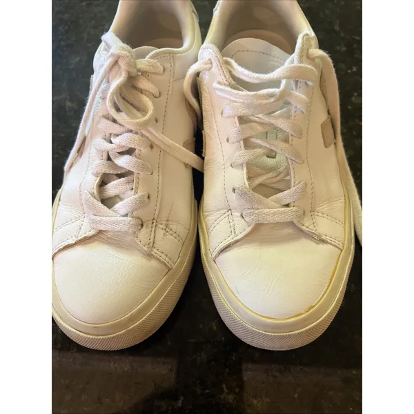 Size 7 VEJA Campo White Sneakers Tennis Shows White Gold Campo Trendy Low Top - Image 7