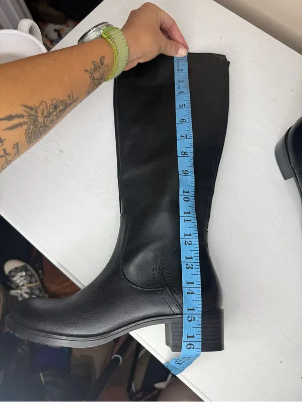 Franco Sarto Black Leather Riding Boots Sz 6 - Image 9