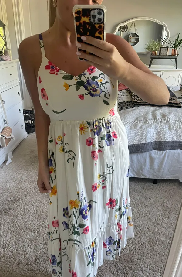 White Floral Dress Size M - Image 2