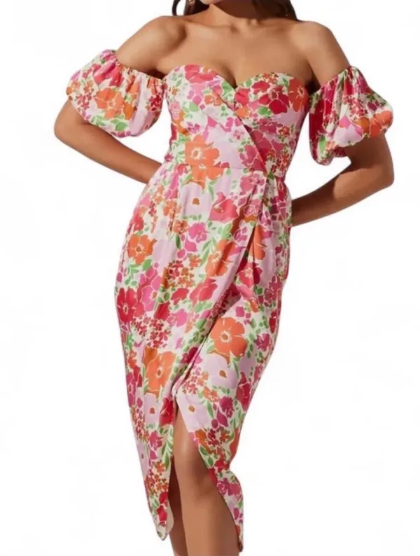 ASTR Label Pink Floral Midi Dress - Image 2