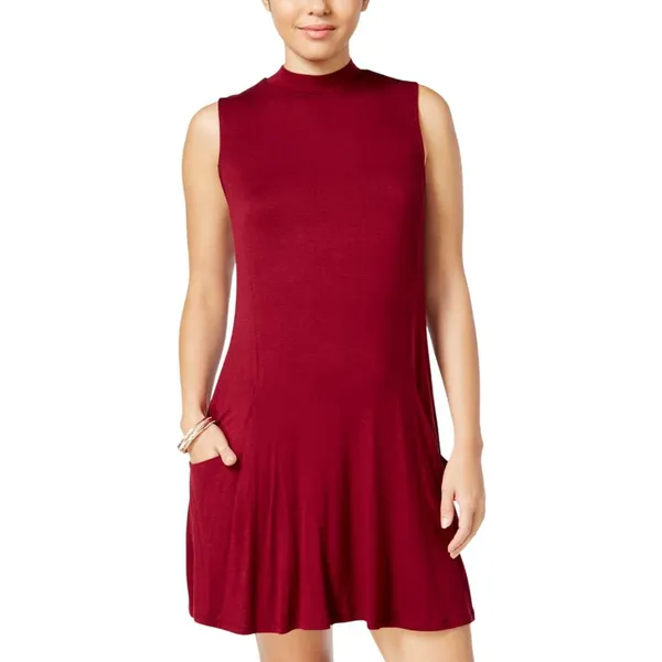 Trixxi Juniors Mock-Turtleneck A-Line Dress Red M - Image 7