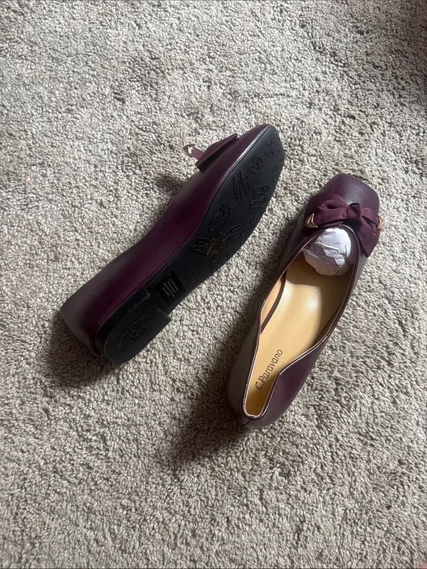 C.Paravno Women's Bow-Accent Burgundy Ballet Flat plum colored size9/9.5 - Image 12