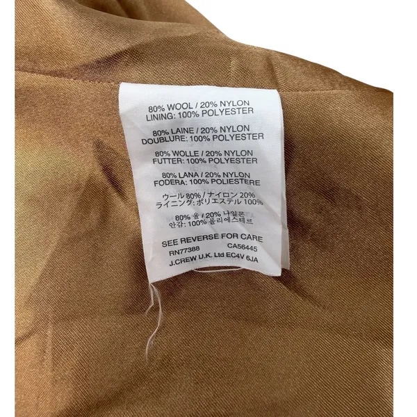 J.Crew‎ Melton Wool Belted Moto Trench Coat Italian Wool Camel Brown Size 12 - Image 12