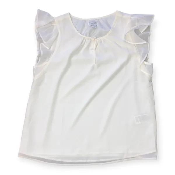 J. Crew Womens white flutter sleeve key-hole blouse - Image 2