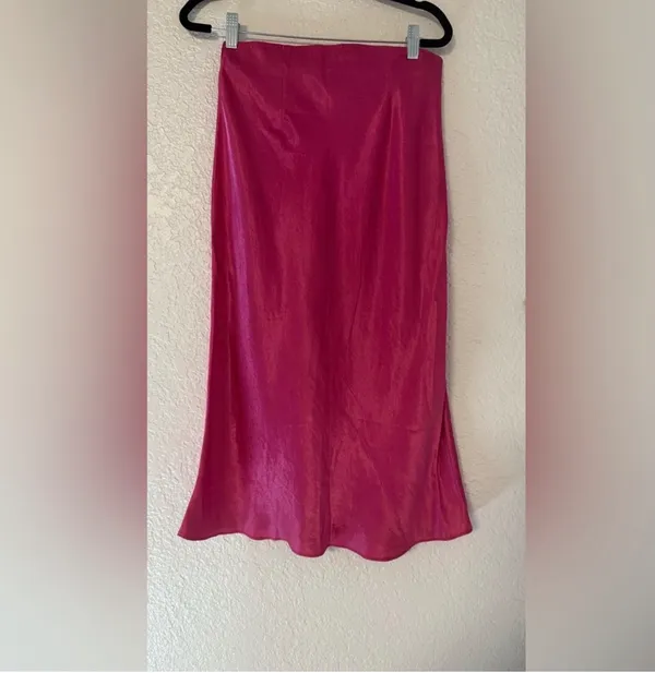Babaton Satin Midi Skirt - Vibrant Pink (Size 4) - Image 6