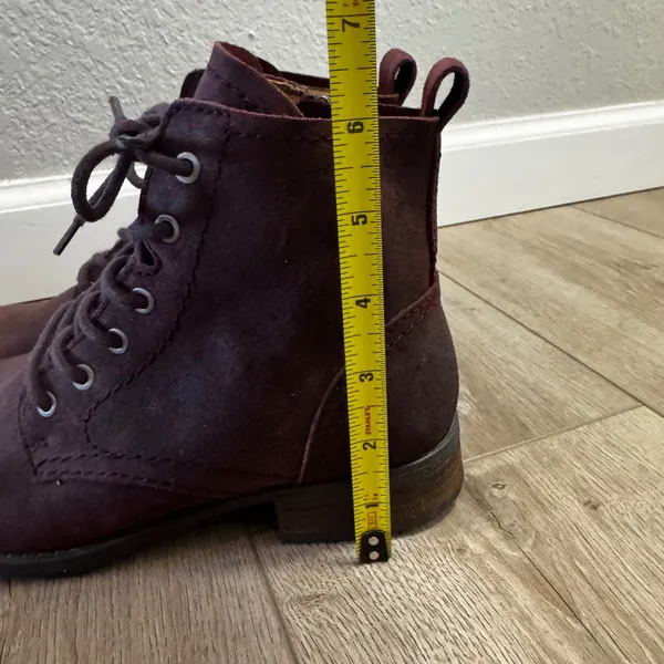 Earth Etienne LQV Womens 6M Burgundy Leather Lace Up Combat Ankle Boots Moto - Image 3