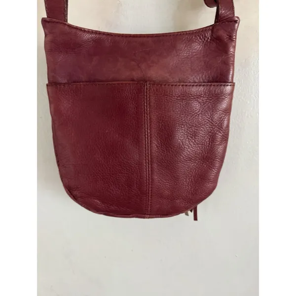 HOBO Burgundy Pebbled Leather Small Purse Crossbody Bag Flap Close Zip - Image 6