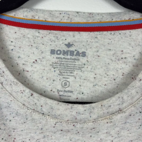 Bombas Pima Cotton Donegal Long Sleeve Tee Womens Size Small Speckled Soft White - Image 4