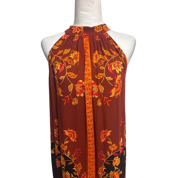 MSK Maxi Dress Womens M Multicolor Floral Halter Neck Boho Vacation Summer Party - Image 2