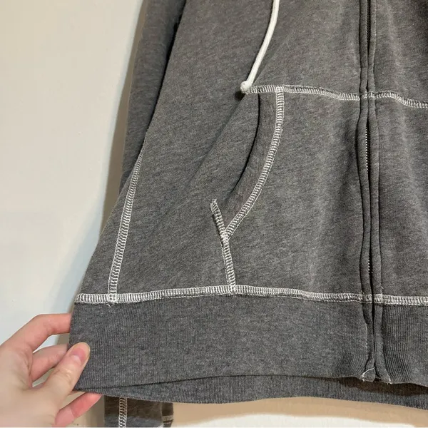 Abercrombie & Fitch Y2K Spellout Soft A&F Fleece Zip Up Hoodie Grey Medium - Image 3