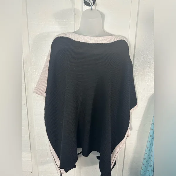 JENNIE LIU Women's Cashmere Blend Rib Knitted Poncho Sweater One Size NW… - Image 2