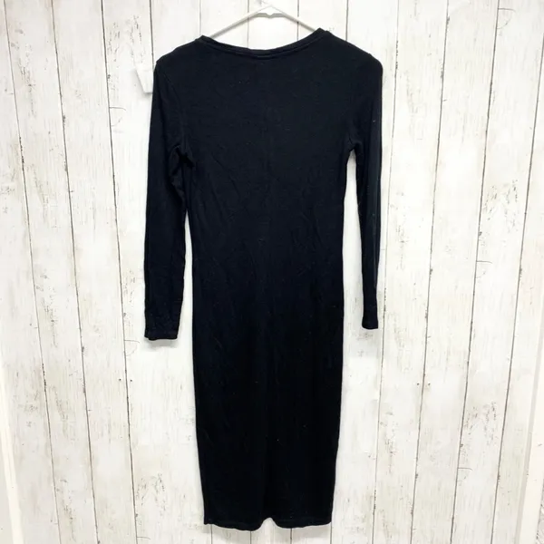 Bershka Dress Women Size Small Crewneck‎ Long Sleeve Midi Black Evening Business - Image 5