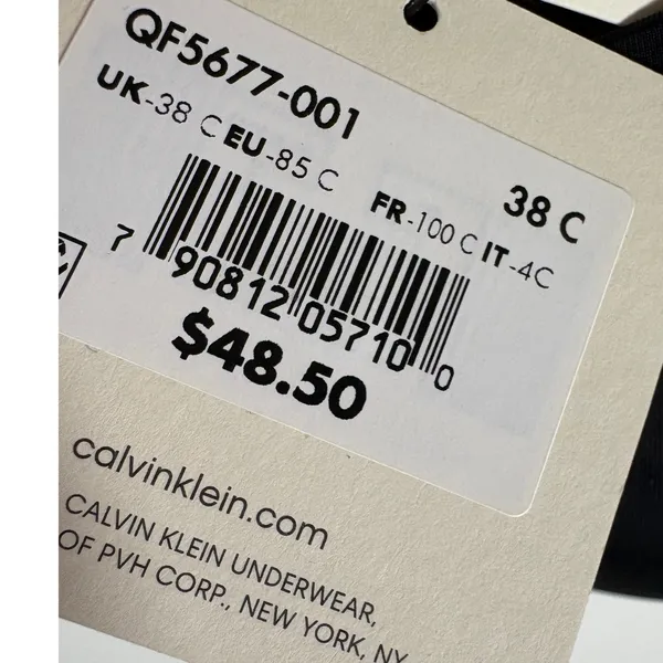 Calvin Klein Naked Glamour Strapless Push-Up Bra Black 38C QF5677-001 - Image 3