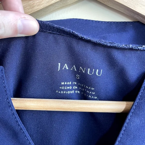 Jaanuu short sleeved navy blue scrubs top women's small front pockets v-neck‎ - Image 3