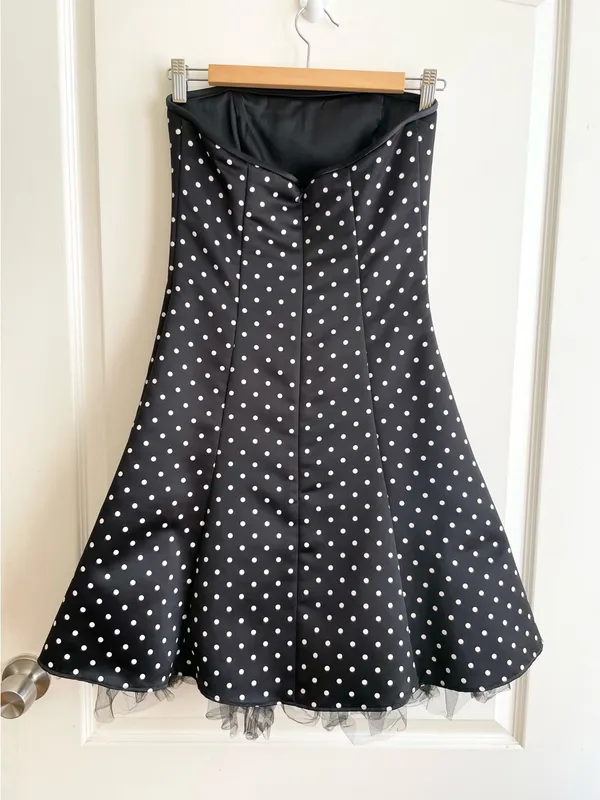Vtg Gunne Sax Jessica McClintock Strapless Dress 5/6 Polka Dot Y2K Formal Party - Image 2