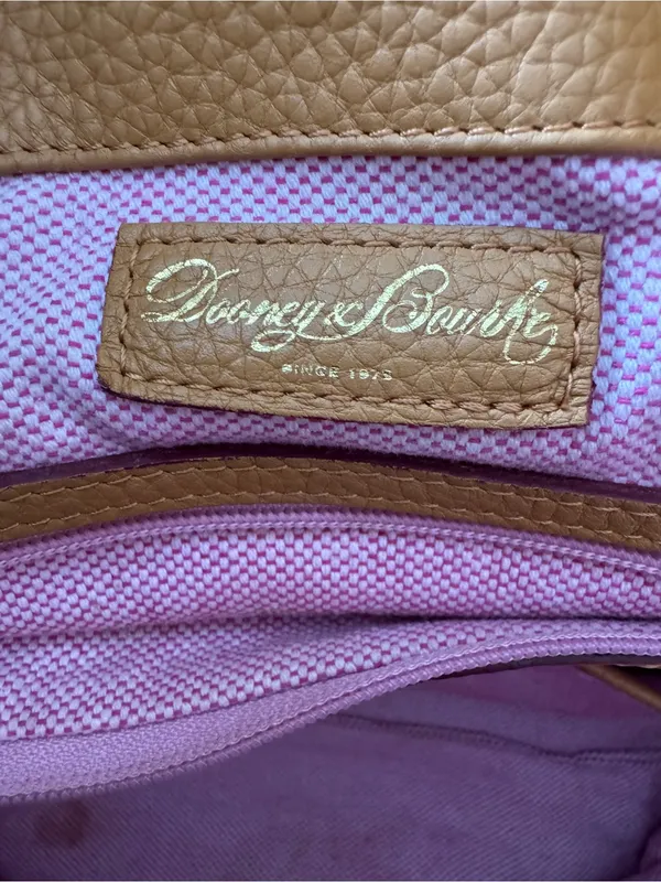 Dooney & Bourke Camel Tan Saddle Pebble Leather LOGO LOCK Hobo Shoulder Bag - Image 2
